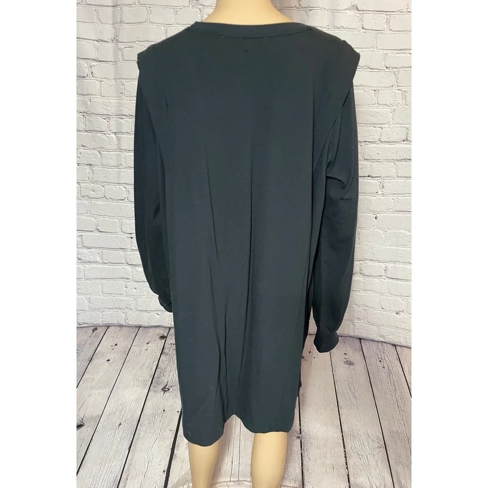 New Free People Beach Black Cotton Long Sleeve T-Shirt Tunic Dress Size M